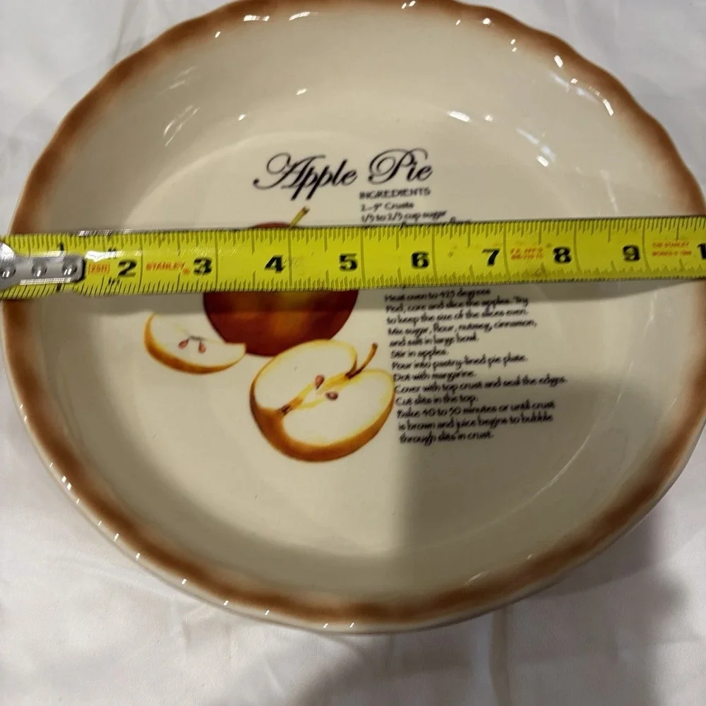 Vtg‎ Pier 1 Imports Apple Pie Baking Dish Recipe Scalloped Edge 10